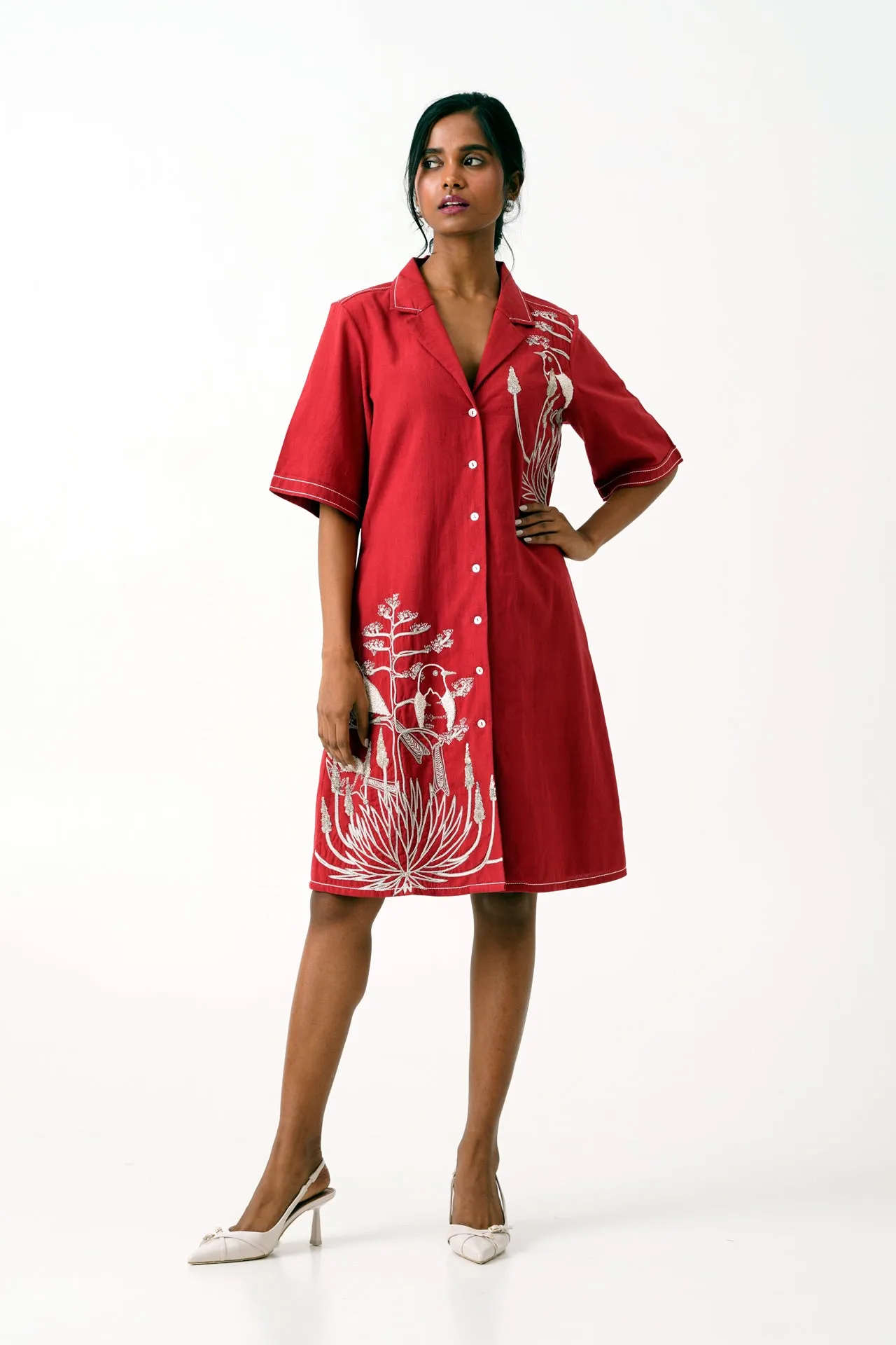 Madder Taiwo - Embroidered Shirt Dress