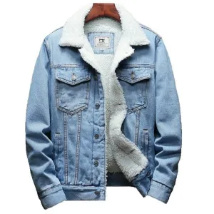 Men Casual Wool Denim Coat