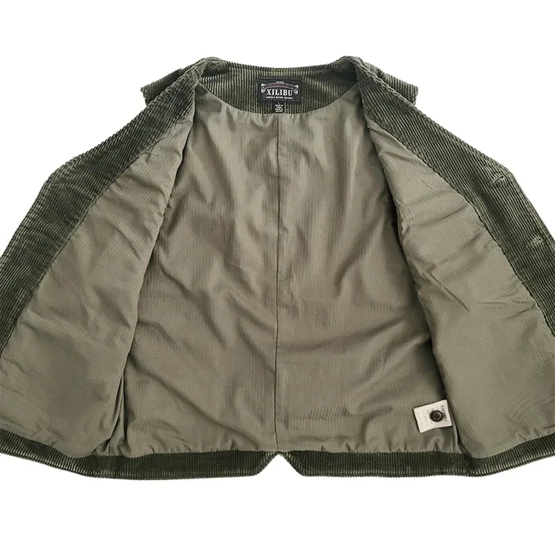 Men's Slim Fit Corduroy Safari Vest with Pockets