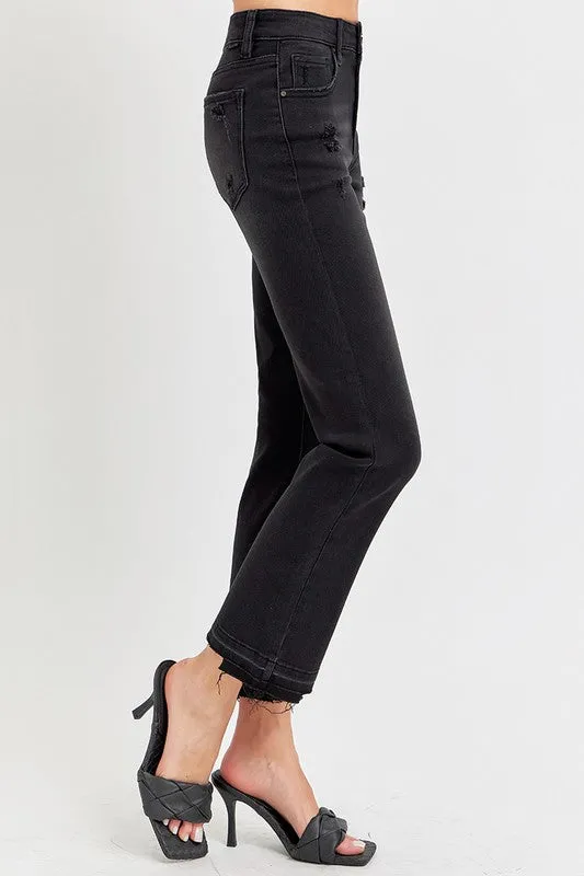 Mid Rise-Ankle Straight Jeans