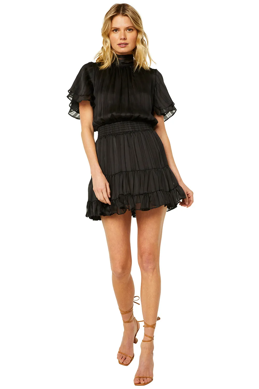 Misa - Saffie Dress in Solid Stripe-Black