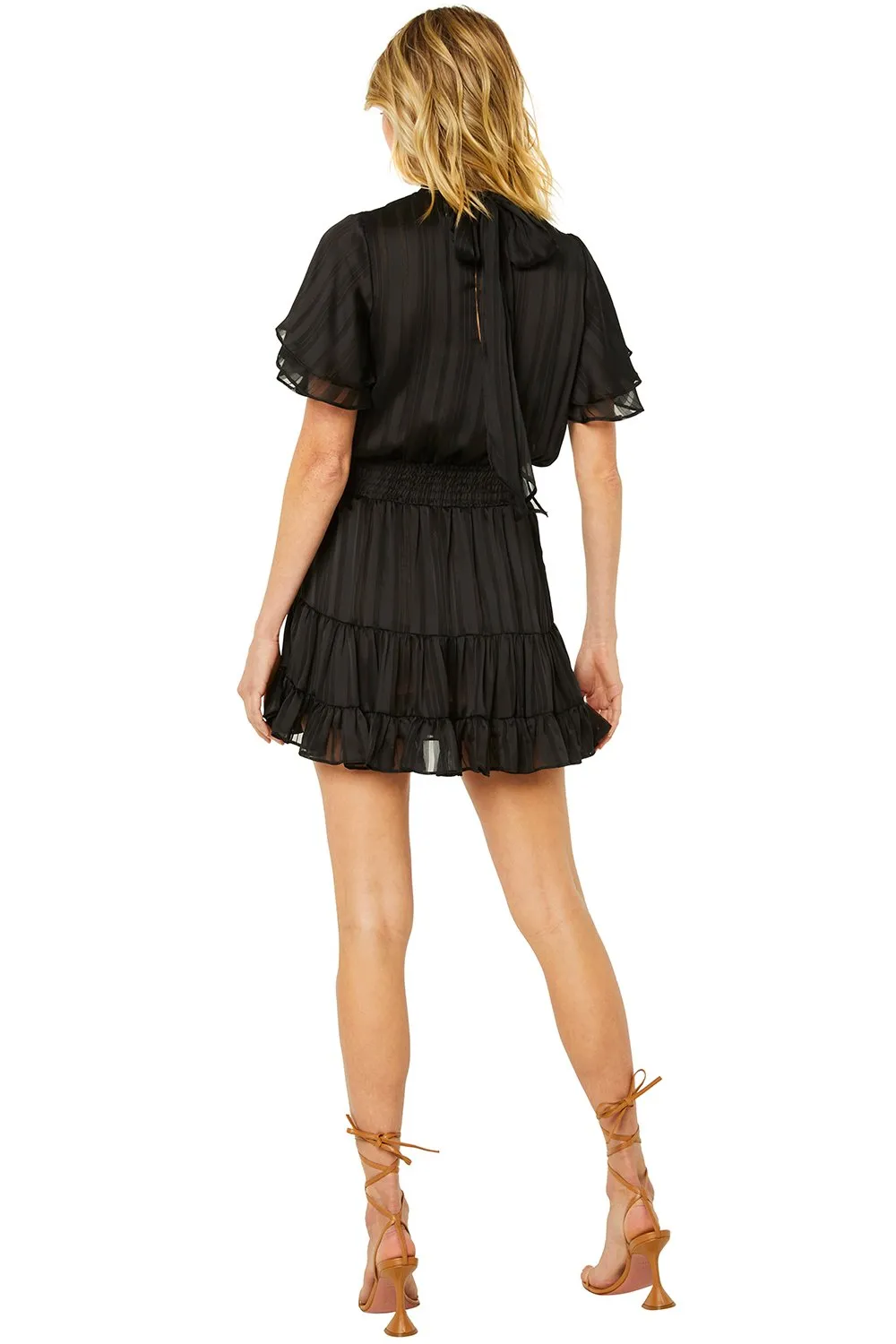 Misa - Saffie Dress in Solid Stripe-Black