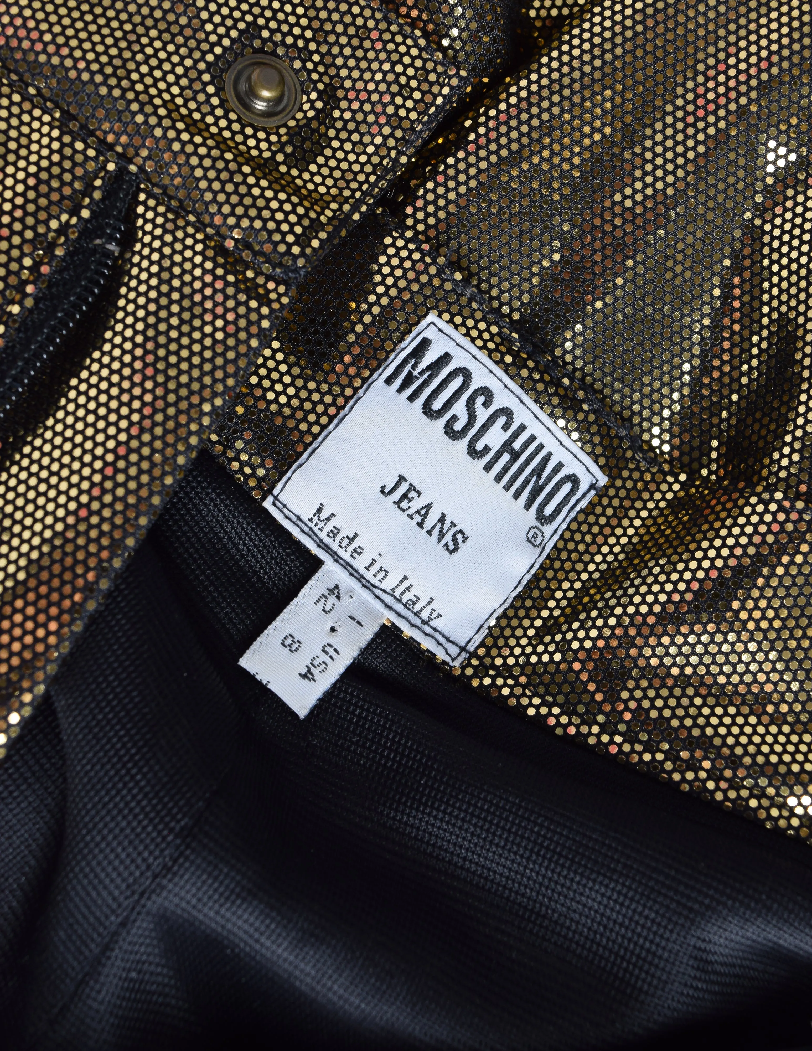 Moschino Vintage Liquid Metallic Blackened Gold High Waist Pants