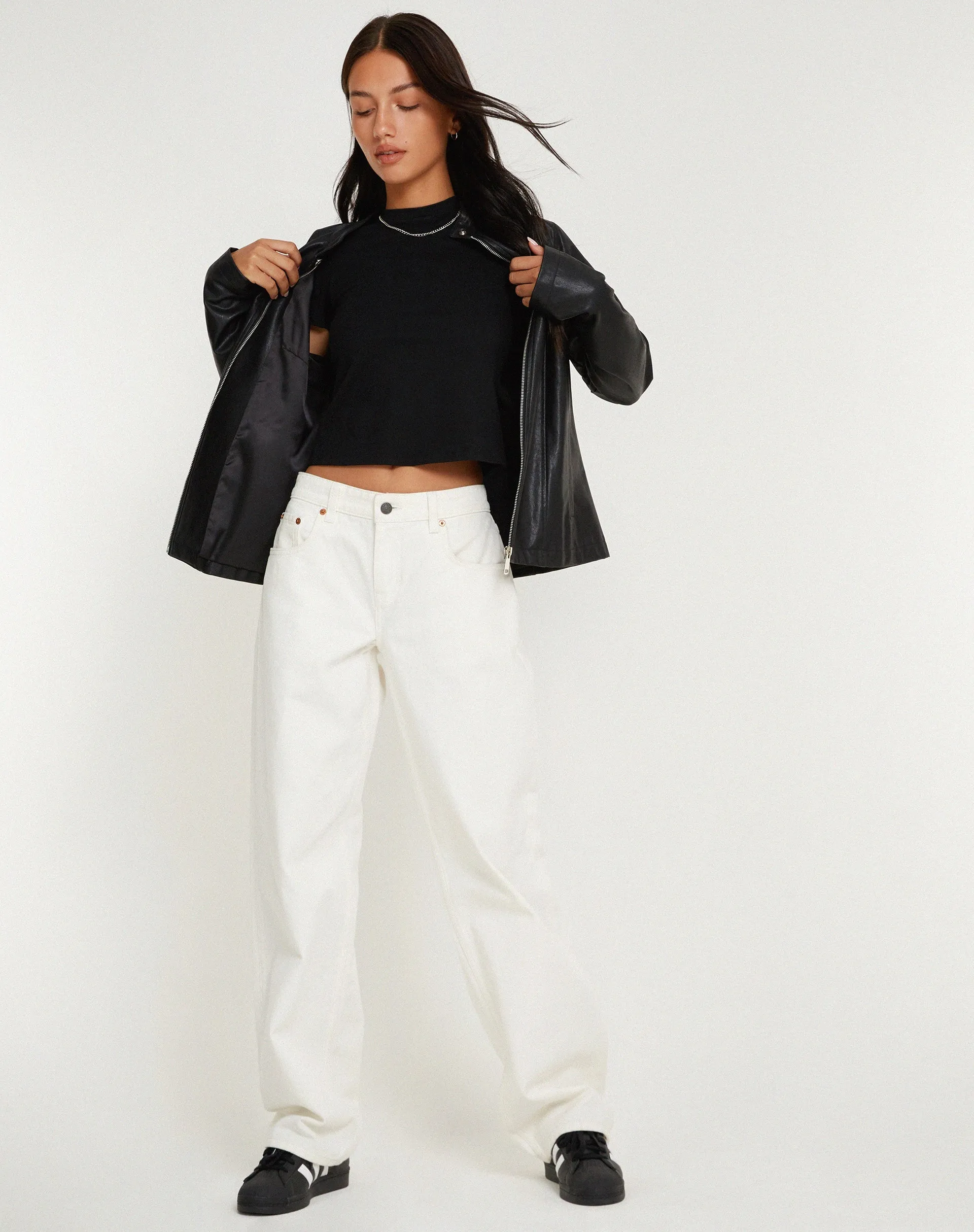 MOTEL X BARBARA Low Rise Parallel Jeans in True White