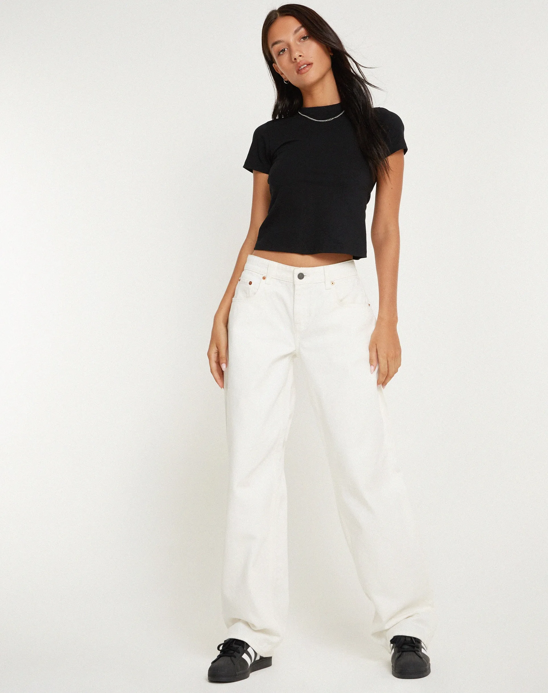 MOTEL X BARBARA Low Rise Parallel Jeans in True White