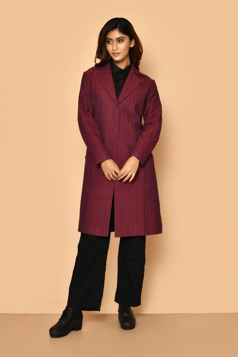 Mrinal Handloom Cotton Trench Coat Jacket for Women