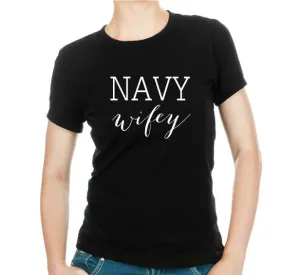 Navy Wifey T-shirt in your choice of design color