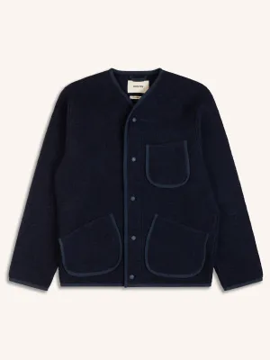 Neist Cardigan In Midnight Blue Italian Wool