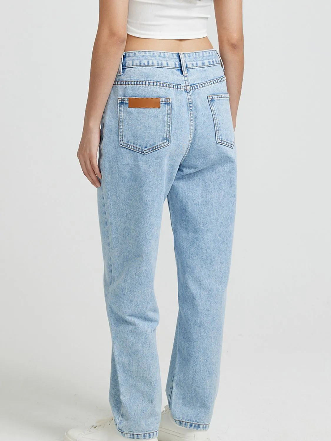 Pocketed Straight Leg Jeans