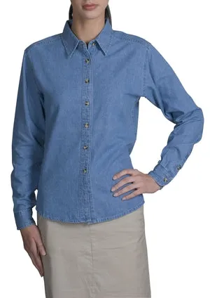 Port & Company - Ladies Long Sleeve Value Denim Shirt.  LSP10