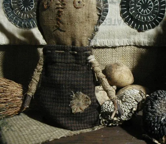 Primitive Rabbit Artisan Made Antique Tin Berry Bucket Pail with Gourd Eggs and Prairie Grass