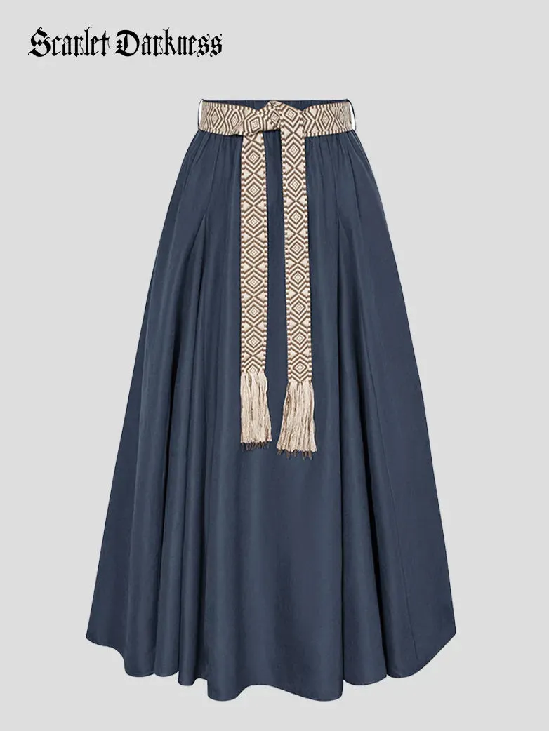 Renaissance Boho Maxi Skirt Ankle Length Swing Skirt