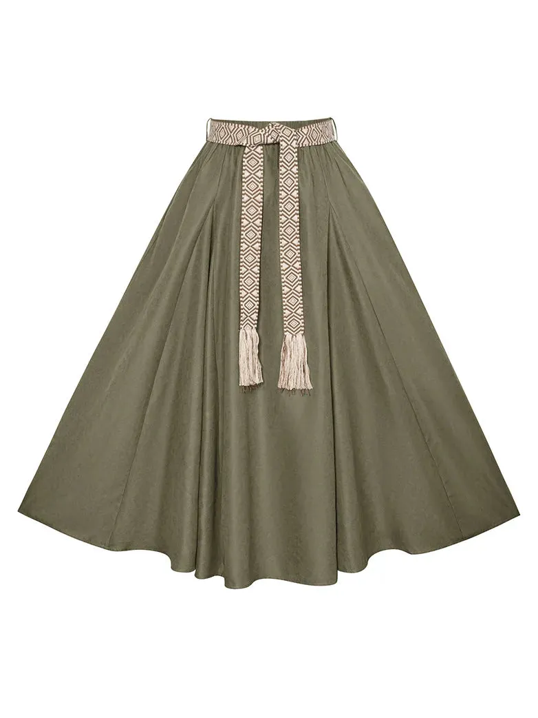 Renaissance Boho Maxi Skirt Ankle Length Swing Skirt