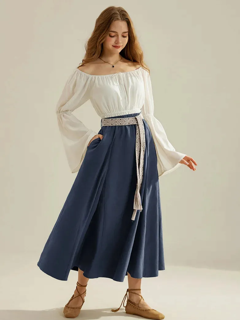 Renaissance Boho Maxi Skirt Ankle Length Swing Skirt