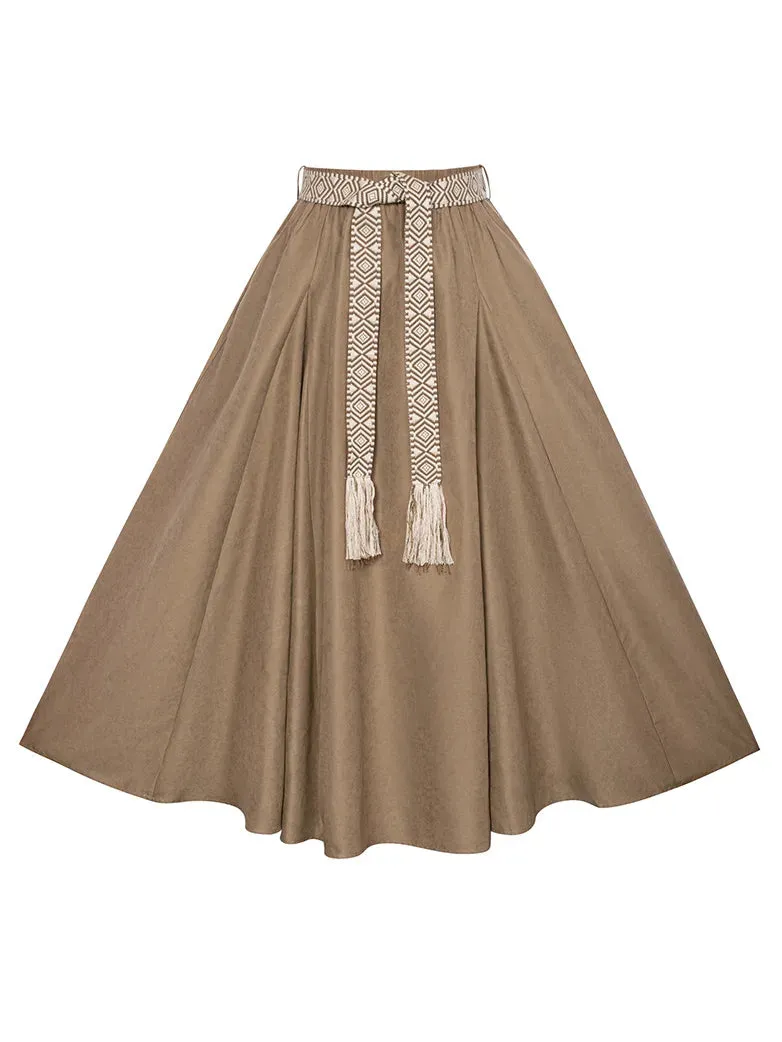 Renaissance Boho Maxi Skirt Ankle Length Swing Skirt