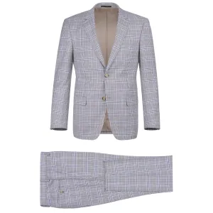 RENOIR Gray 2-Piece Slim Fit Single Breasted Check Dress Suit 292-7