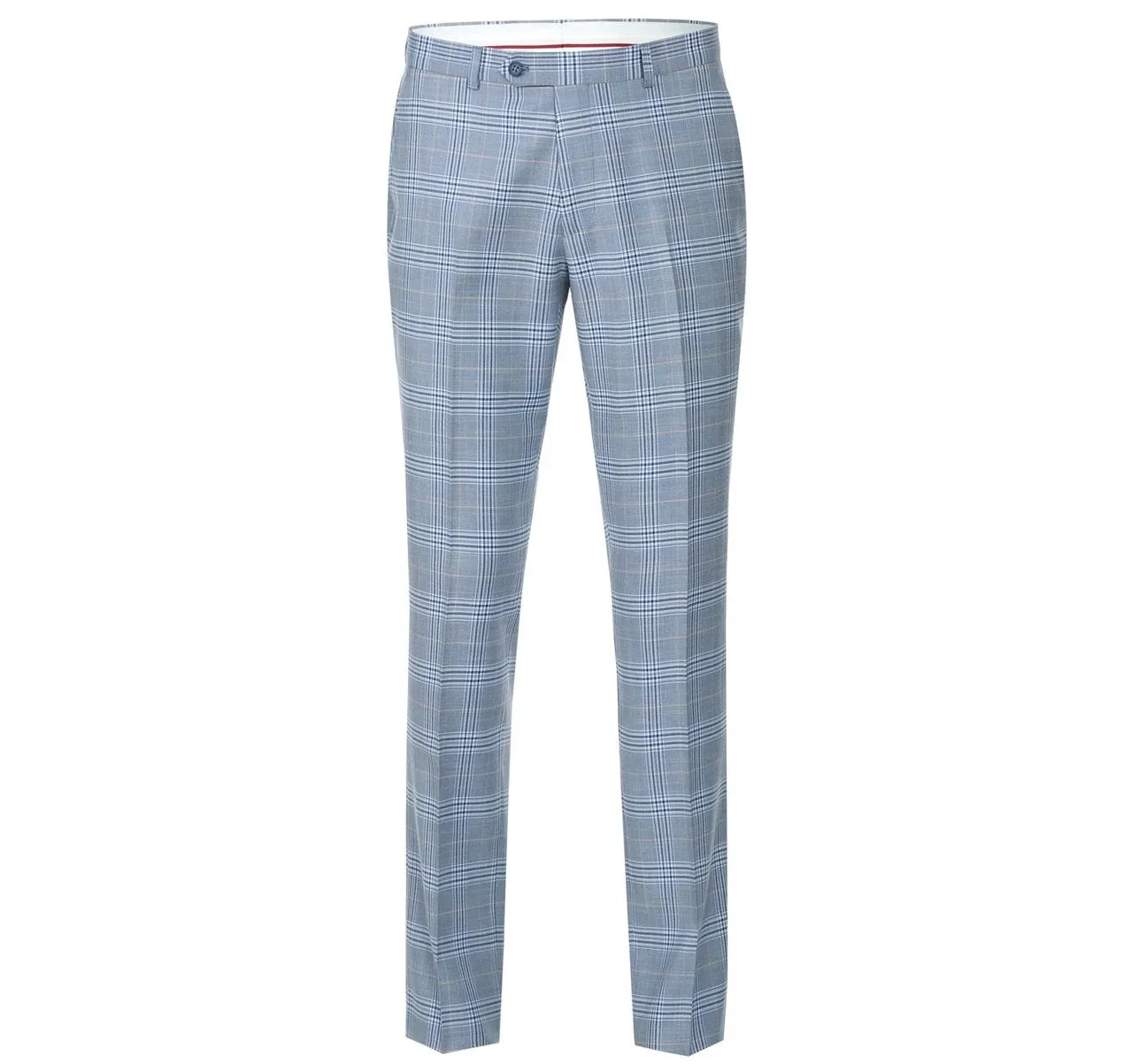 RENOIR Light Blue 2-Piece Slim Fit Notch Lapel Stretch Windowpane Suit 293-3