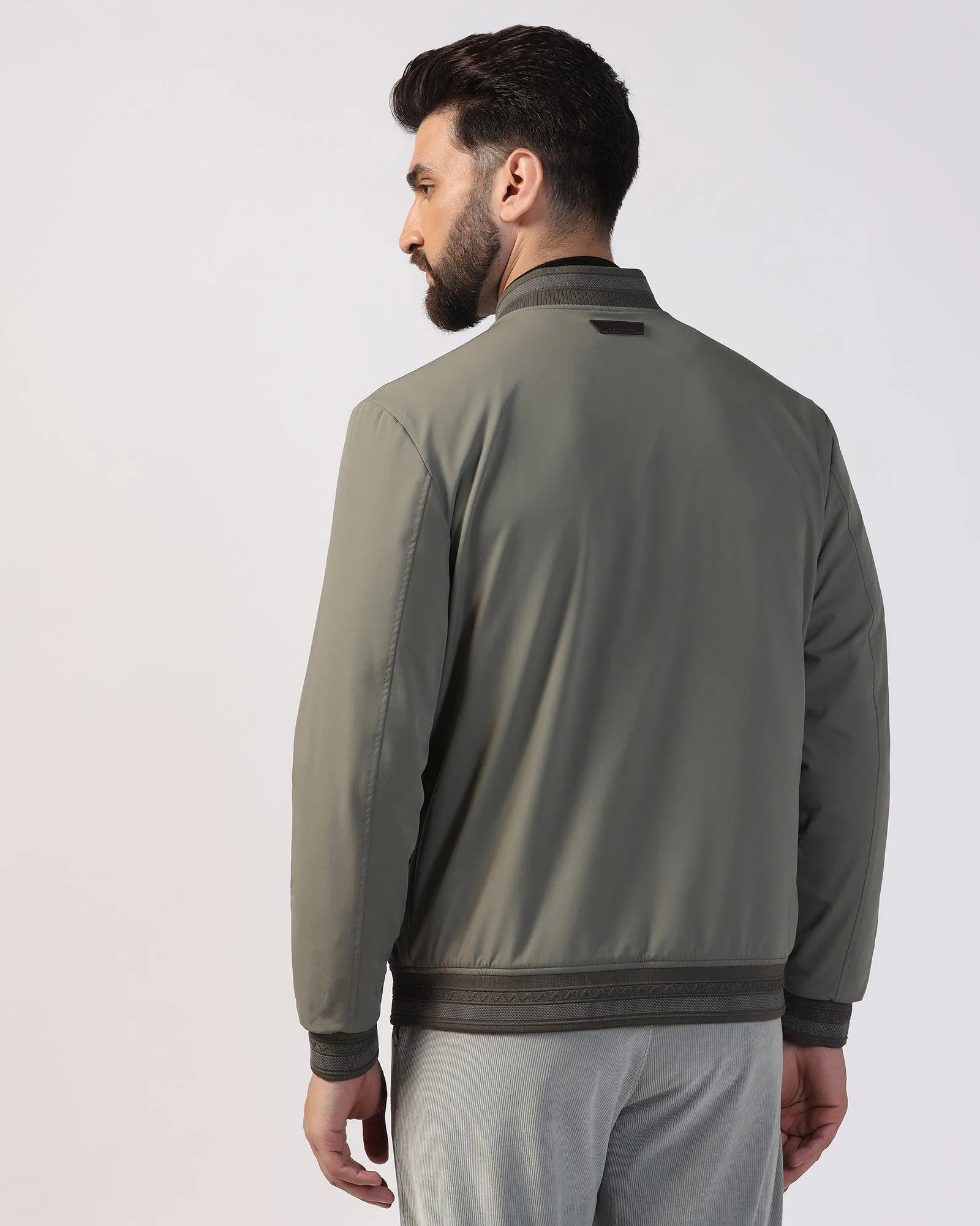 Reversible Bomber Grey Solid Zipper Jacket - Spectre