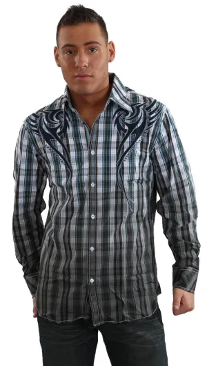 Roar Triton Plaid Button Down Shirt in Blue