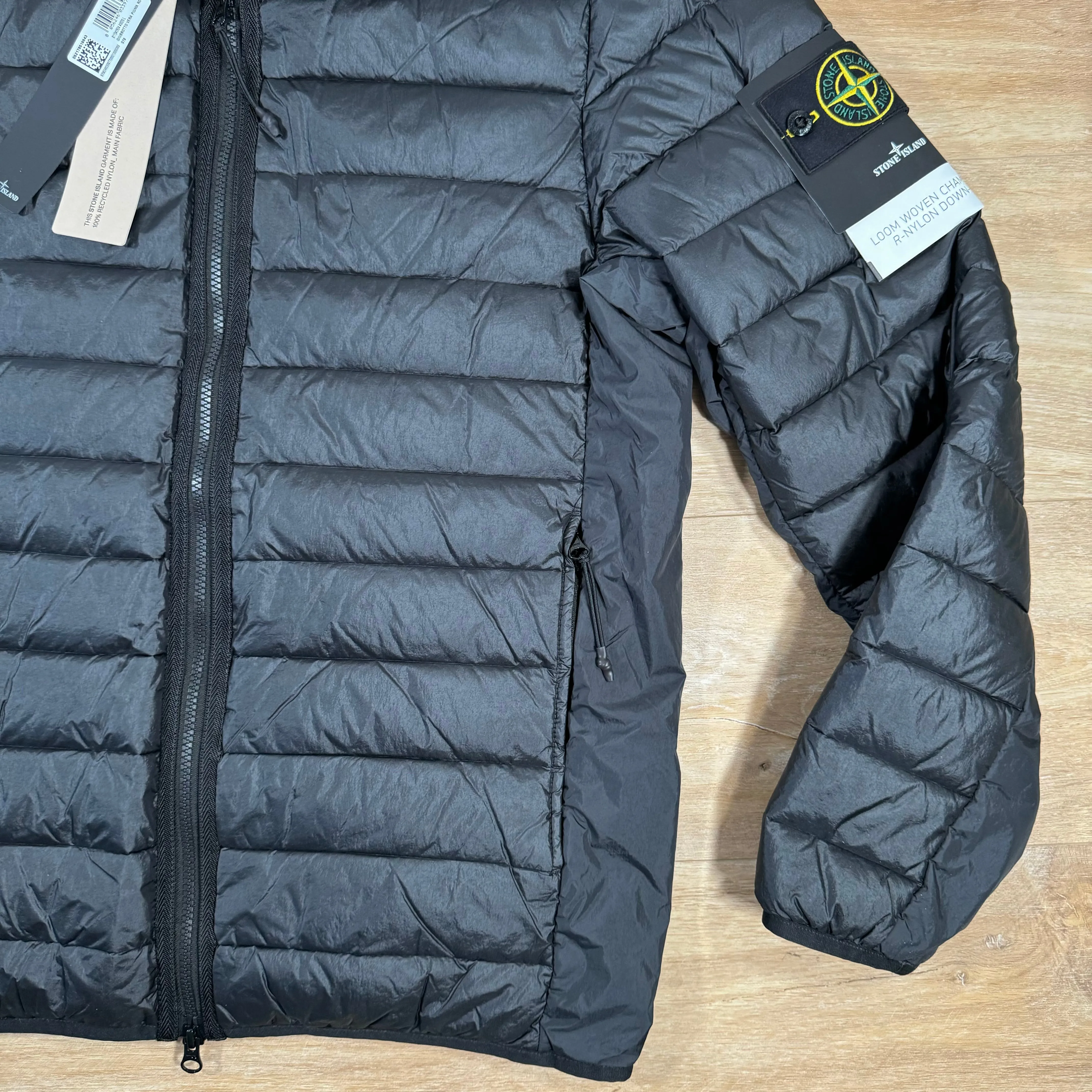 Stone Island Loom Woven Chambers Nylon Down-TC Jacket in Black