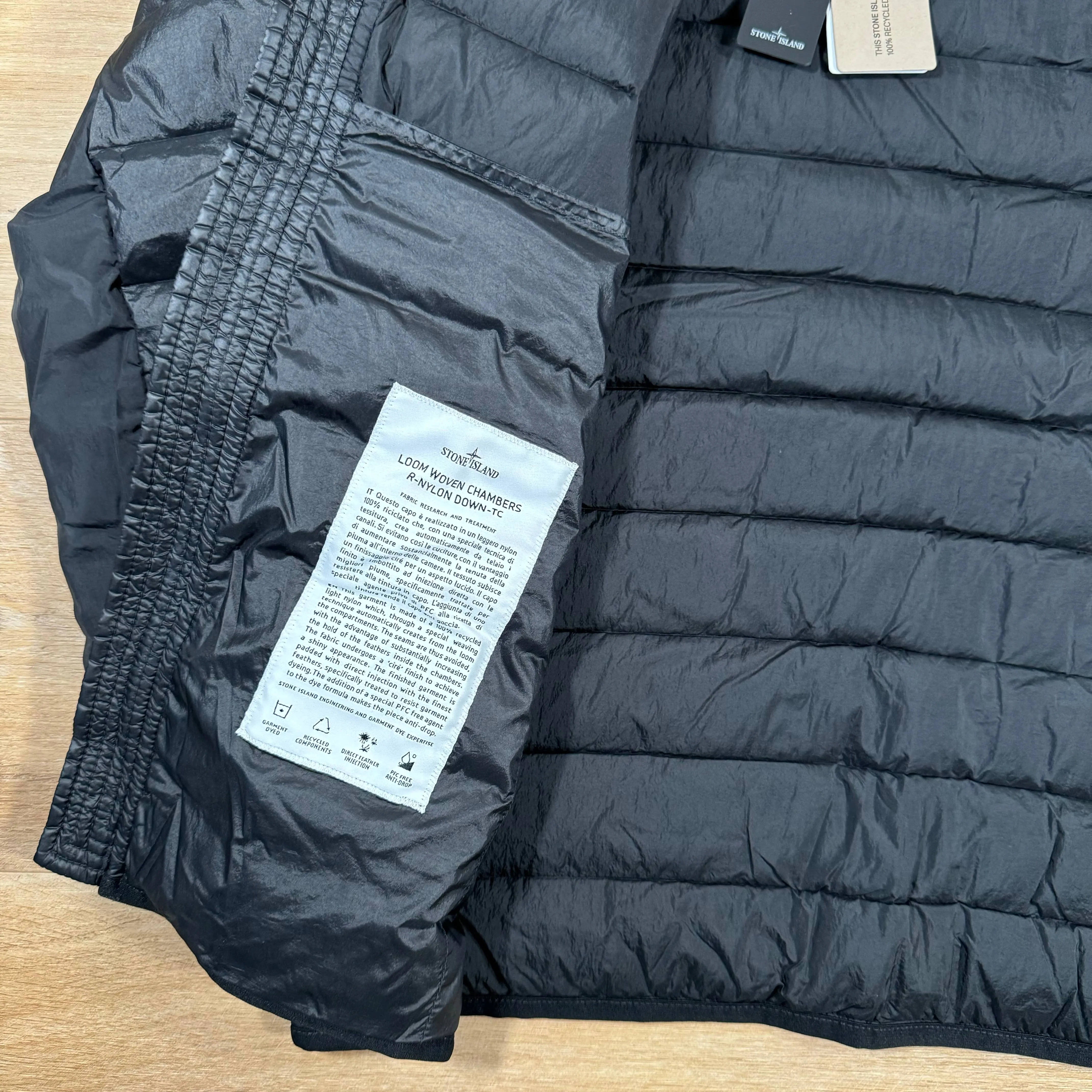 Stone Island Loom Woven Chambers Nylon Down-TC Jacket in Black