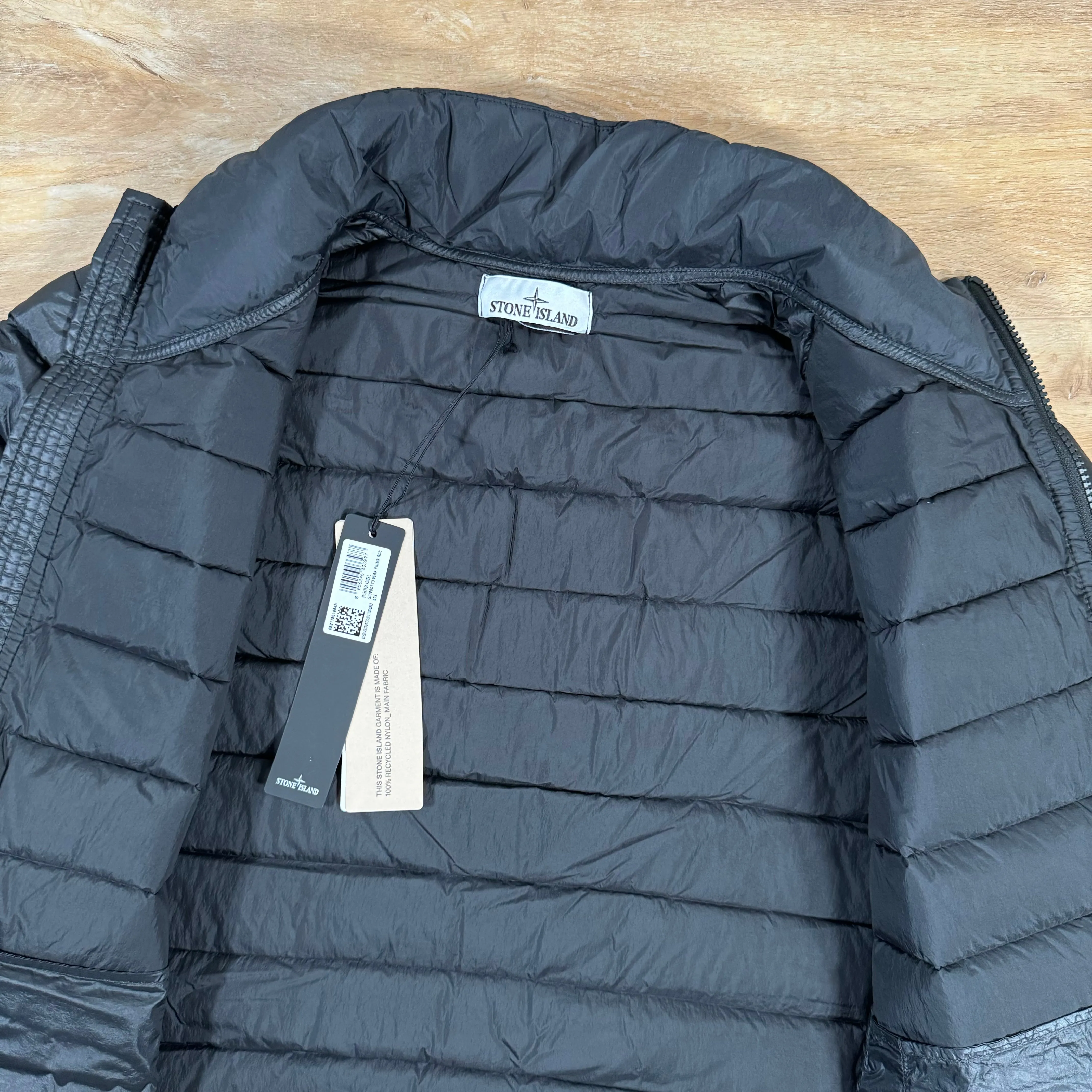 Stone Island Loom Woven Chambers Nylon Down-TC Jacket in Black