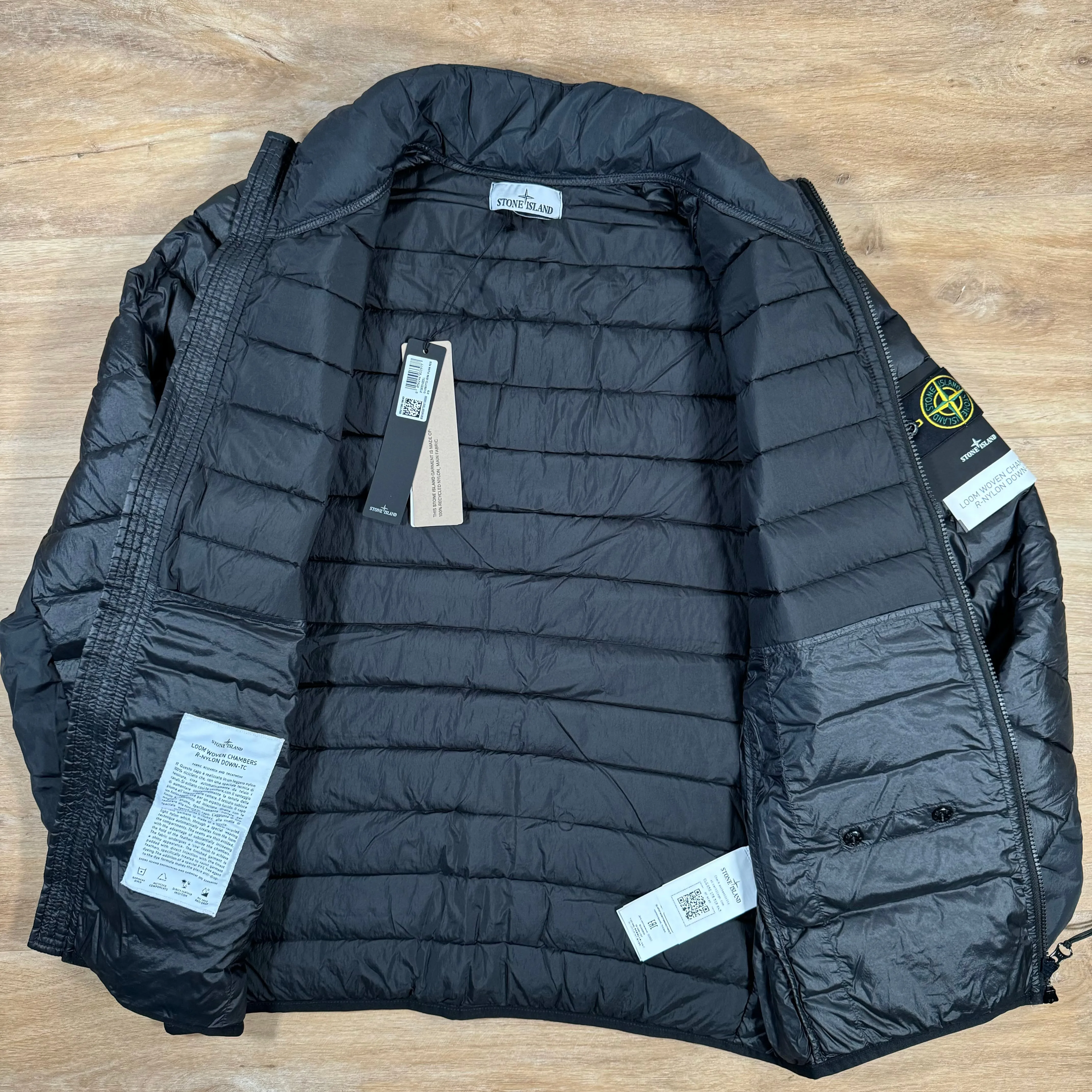 Stone Island Loom Woven Chambers Nylon Down-TC Jacket in Black