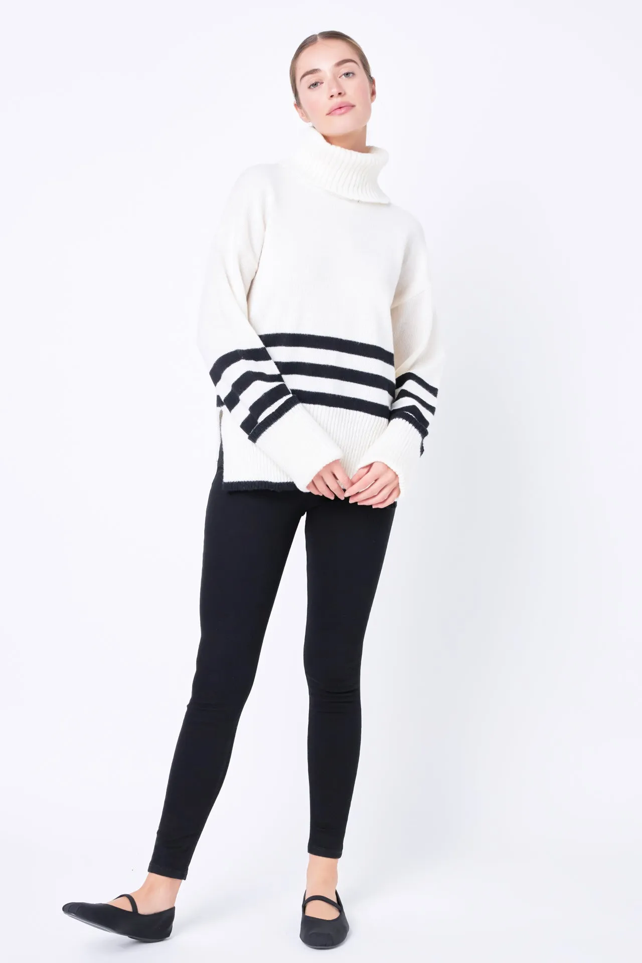 Striped Turtle Neck Sweater