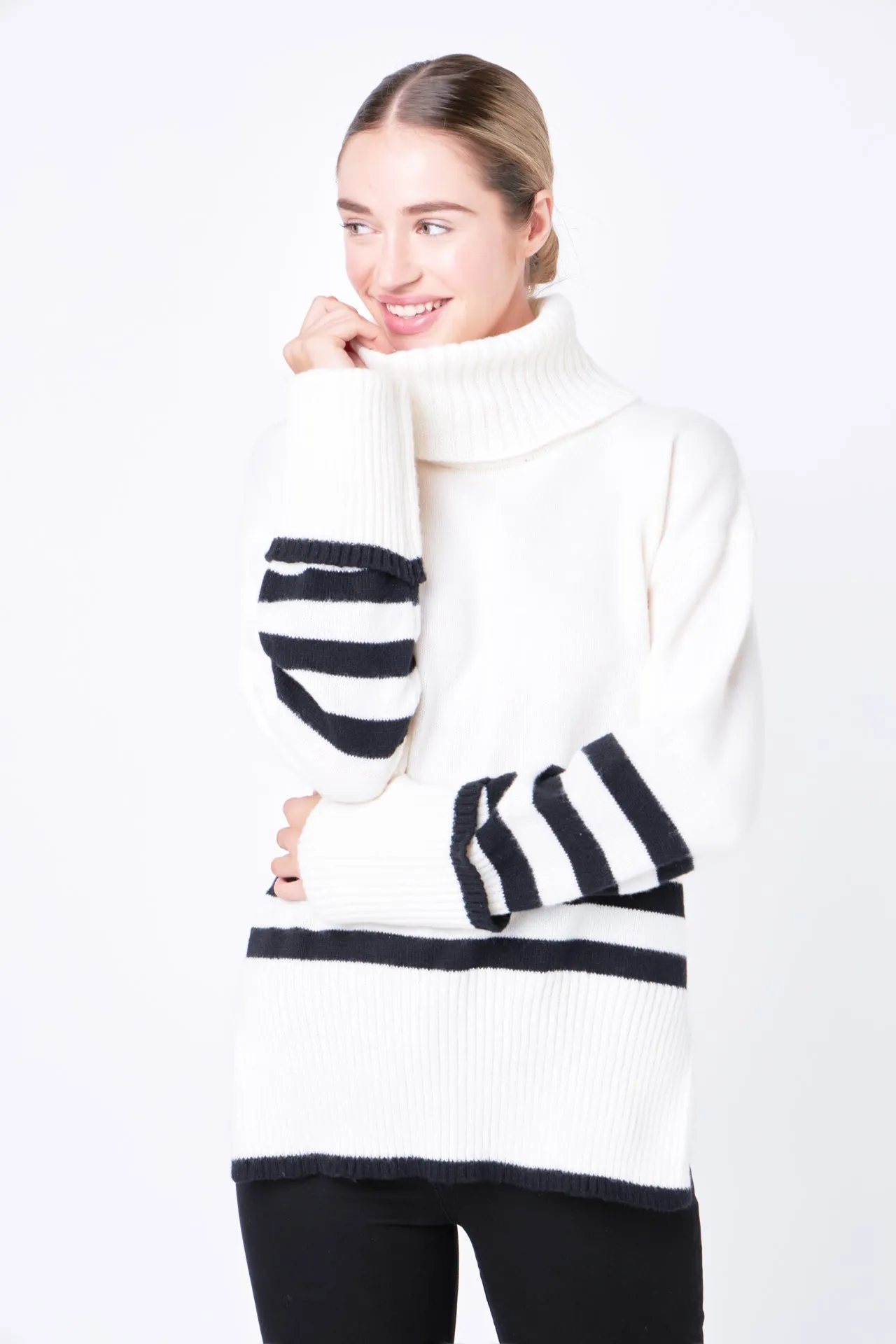 Striped Turtle Neck Sweater