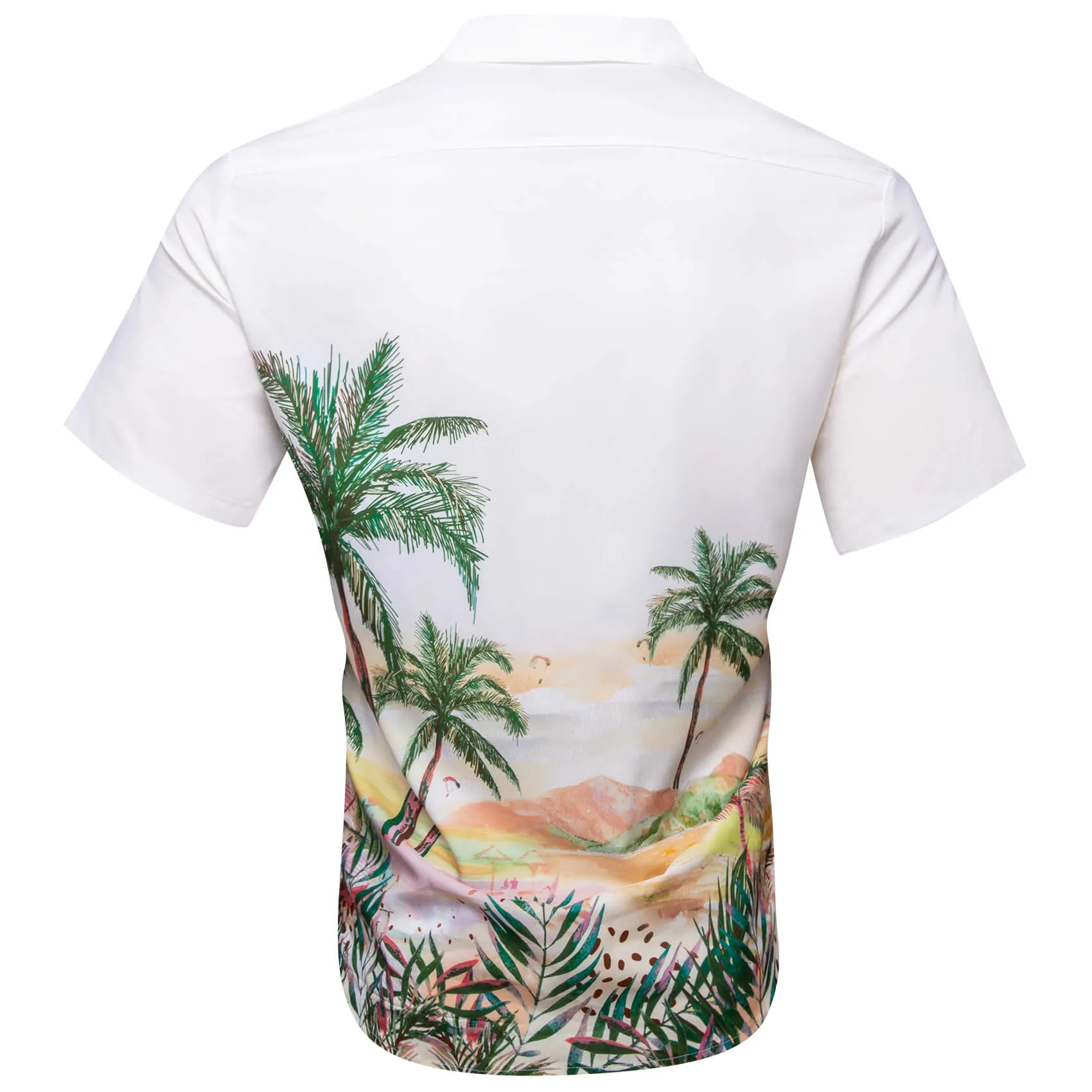 Ties2you Short Sleeves Shirt White Deep Green Men's Summer Beach Leisure Shirt