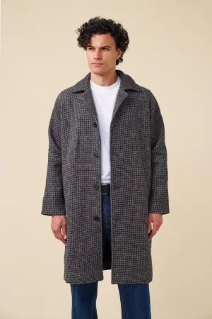 TRIBECA DOGTOOTH WOOL COAT - CHARC BLACK