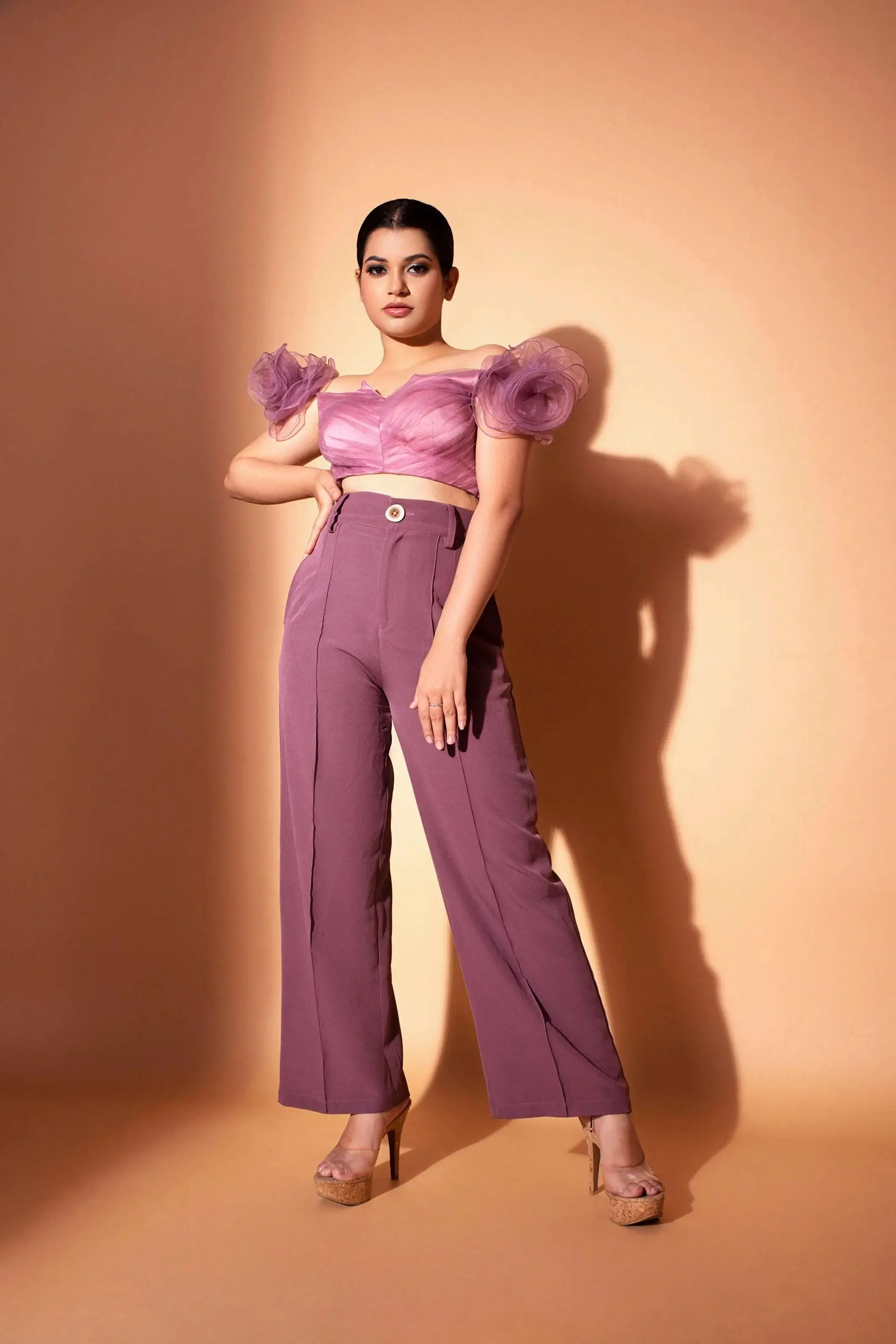 Tulle top with plazo pant