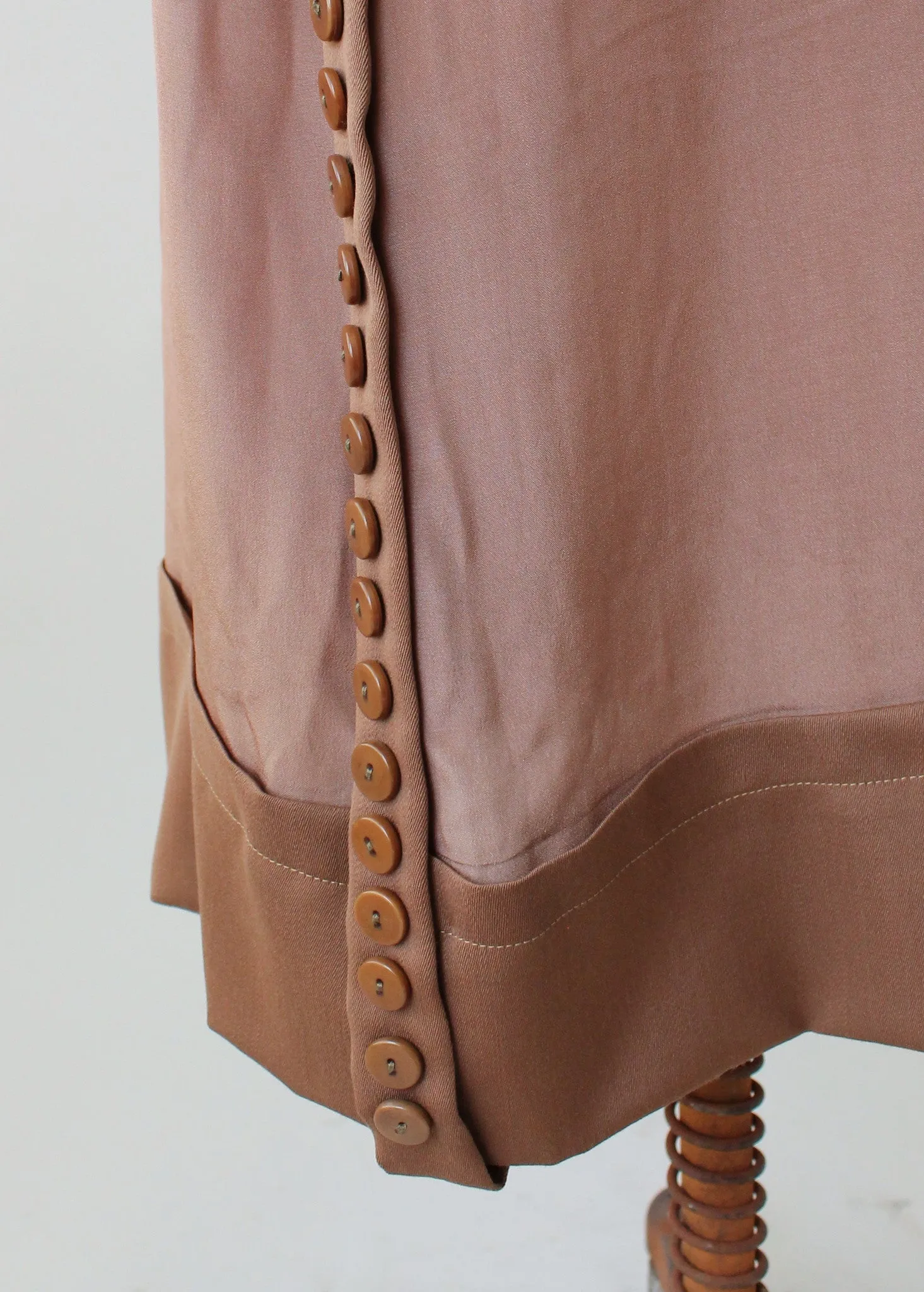 Vintage 1920s Brown Silk Day Dress with Duster Coat