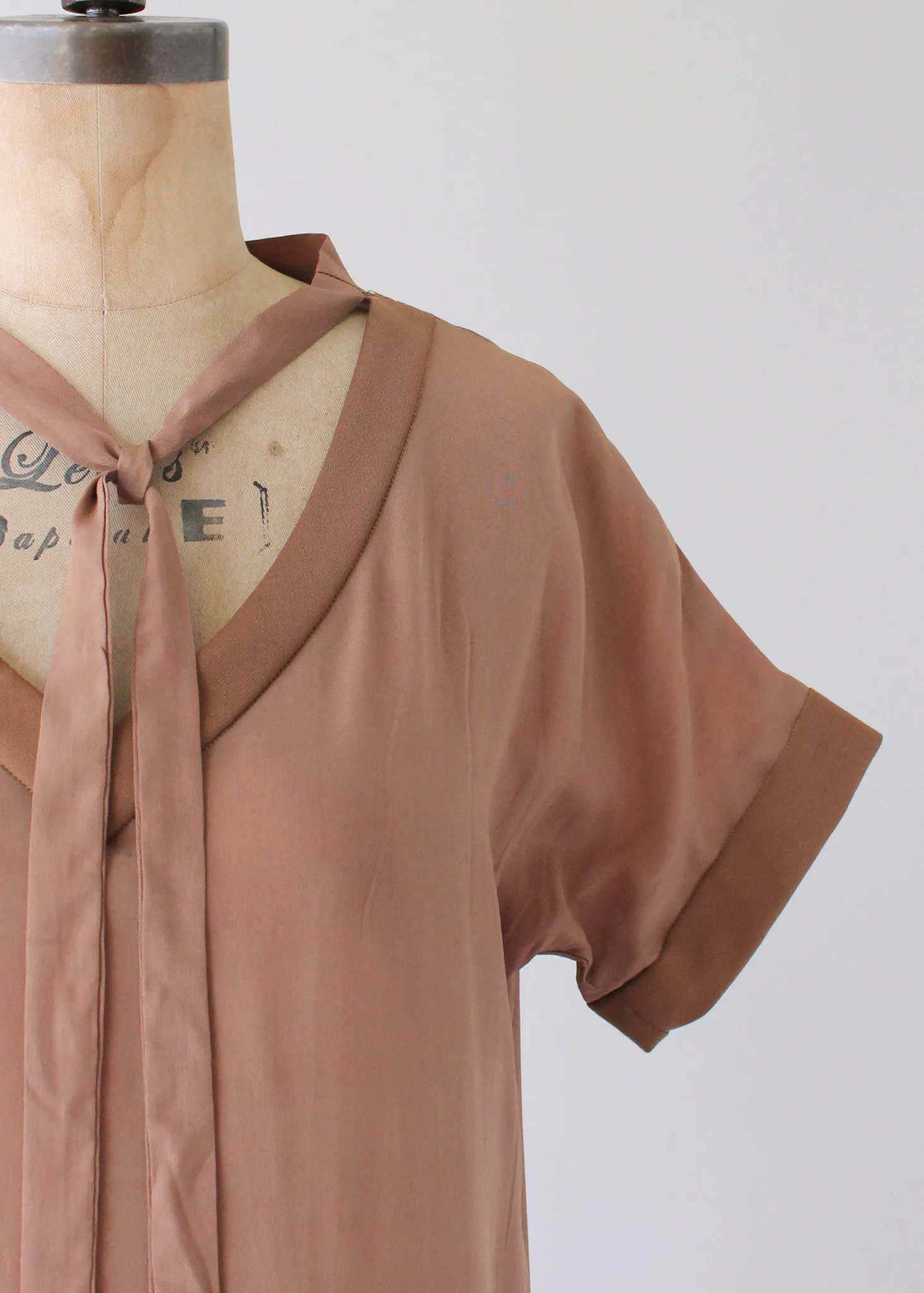 Vintage 1920s Brown Silk Day Dress with Duster Coat