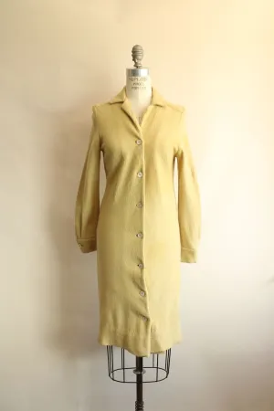 Vintage 1960s Fred Rothschild Yellow Wool Coat Dress