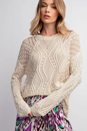 Wavy Knit Open Weave Sweater