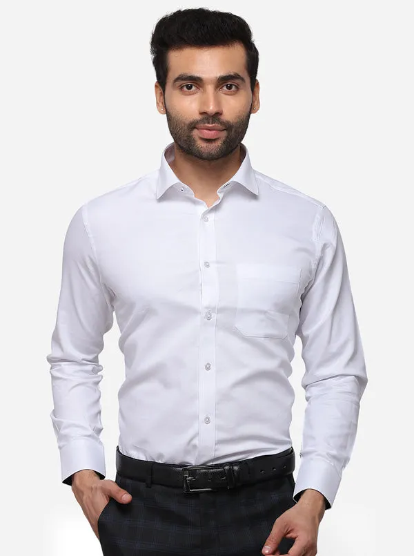 White Solid Slim Fit Formal Shirt | Greenfibre