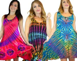 Wholesale Tie Dye Sleeveless Short Maxi Dress