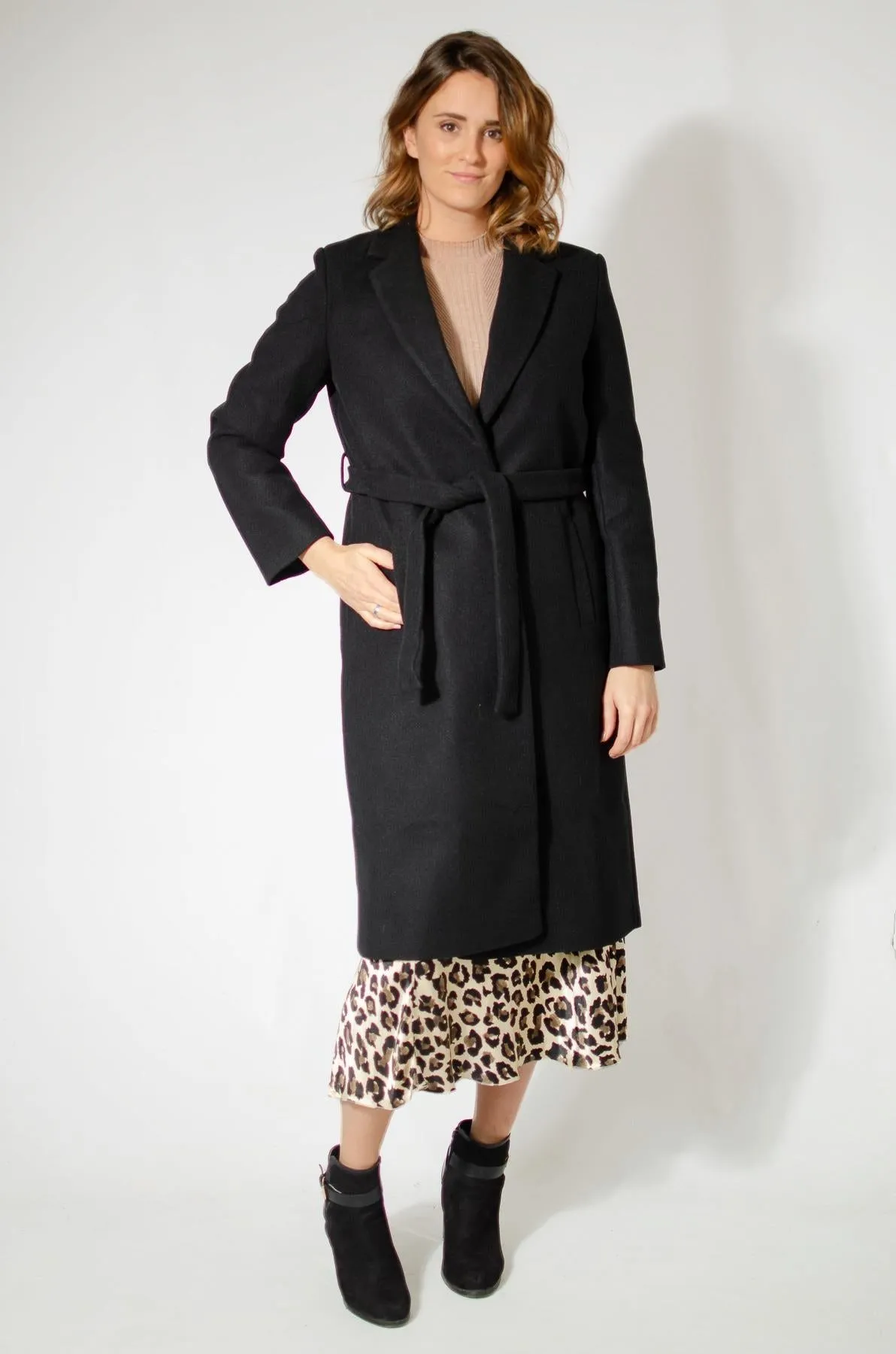 Wool Blend Wrap Coat